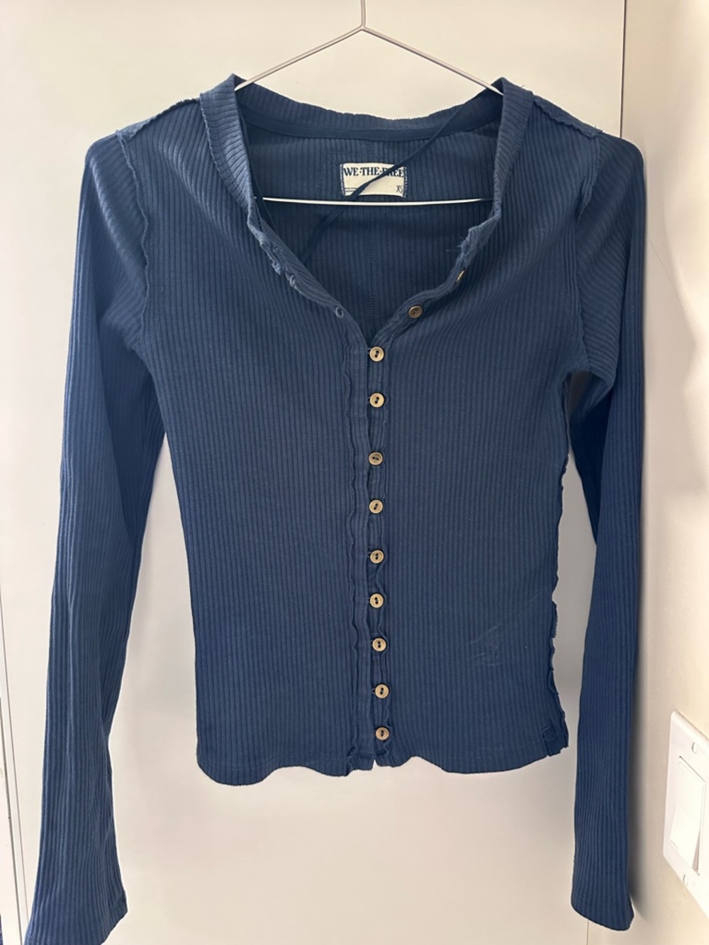 We The Free Dark Navy Ribbed Button
